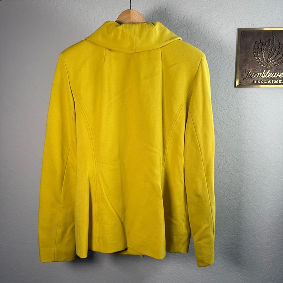 INC International Concepts Womens Yellow Ruffle Front Ponte Knit Jacket Large - Picture 6 of 8